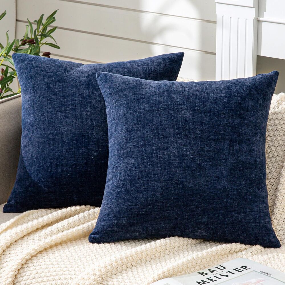 Pack of 2, 18x18 Inch Decorative Chenille Throw Pillow Covers
